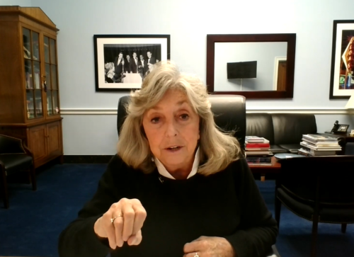 U.S. Representative Dina Titus, R-NV, talks from her office on Capitol Hill about the need for federal agencies to crack down on illegal offshore betting websites.