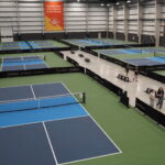 Courts at Lebanon’s sports complex can shift to accommodate both tennis and pickleball matches. (Niki Kelly/Indiana Capital Chronicle)