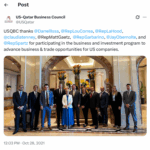 A screenshot of Rep. Victoria Spartz in a picture (middle) posted by the US-Qatar Business Council’s X handle in October 2021.