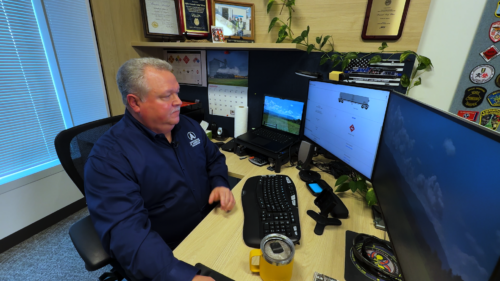 Andy Elkins with the Association of American Railroads demonstrates the desktop version of the organization's AskRail app, which provides extensive, real time information about the contents of rail cars in disaster scenarios(Scotty Smith, InvestigateTV)
