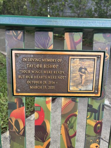 Pembroke Pines renamed the street where Taylor Bishop was killed "Taylor Bishop Avenue" in honor of the late four year old, and a memorial bench decorated with his favorite things was installed by the community. InvestigateTV