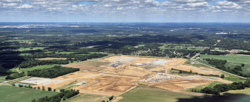 The site of the Monrovia data center in mid-June, looking east/northeast, with the Indianapolis skyline left of mid-center at the top of the photo. (Photo courtesy of Don Asiala/Morgan County Correspondent)
